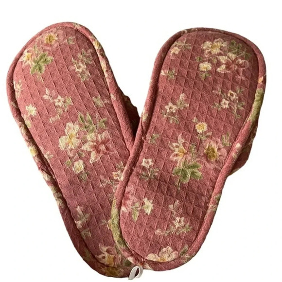 April Cornell Floral Cotton Robe With Matching Slippers NWT - Picture 2 of 4